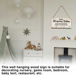 Baby Sleeping Sign For Front Door, Do Not Knock Or Ring Doorbell Wooden Sign, Baby Room Nursery Home Bedroom Rustic Hanging Sign, Set Of 1 Wooden Sign With Rope - A08