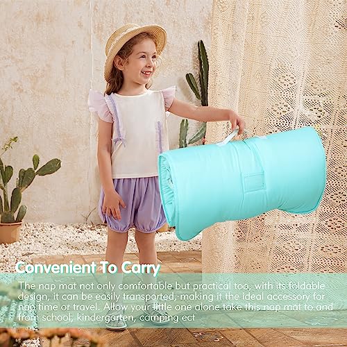 JISEN Toddler Nap Mat Kids Sleeping Bag with Removable Pillow and Blanket Nap Mat for Toddlers for Daycare Preschool Kindergarten Camping Travel Mermaid