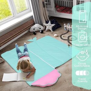 JISEN Toddler Nap Mat Kids Sleeping Bag with Removable Pillow and Blanket Nap Mat for Toddlers for Daycare Preschool Kindergarten Camping Travel Mermaid