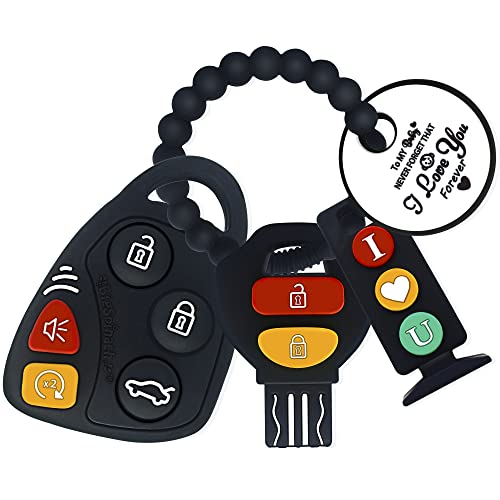 BIGSPINACH Baby Teething Keys Toys 6 to 12 Months,Gothic Car Keys Baby Teether Combo Set,Car Key Remote Toy Controller for Toddler(Gothic) (Gothic, Black)