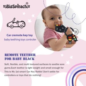 BIGSPINACH Baby Teething Keys Toys 6 to 12 Months,Gothic Car Keys Baby Teether Combo Set,Car Key Remote Toy Controller for Toddler(Gothic) (Gothic, Black)