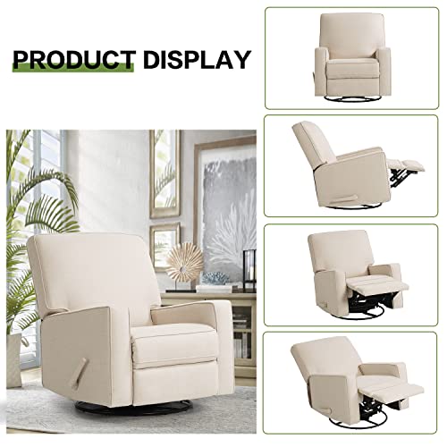 ASHOMELI Swivel Glider and Recliner Chair,Swivel 360°,Water Repellent & Stain Resistant (Off-White)