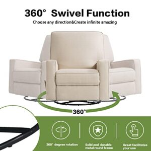 ASHOMELI Swivel Glider and Recliner Chair,Swivel 360°,Water Repellent & Stain Resistant (Off-White)