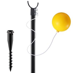 tetherball ball and rope set pole equipment, probable tether balls set with heavy duty anchor for peach sand, backyard, playground, 2.8-8.7 ft height adjustable metal pole, soft paddled rubber ball