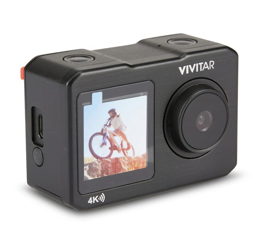 Vivitar 4K Ultra HD Action Camera Bundle Dual Screens, WiFi, 64GB SD, 2 Batteries, Waterproof Case, EIS & More