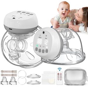 hands free breast pump wearable breast pump 12 levels 3 modes double portable electric breast pump w/remote control,140°soft silicone,lcd,1200mah battery,low noise leak-proof painless breastfeeding