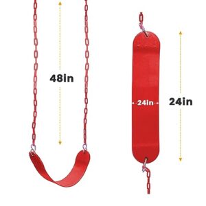 Swing for Outdoor Swing Set - Pack of 1 Swing Seat Replacement Kit with Heavy Duty Chains - Backyard Swingset Playground (red)