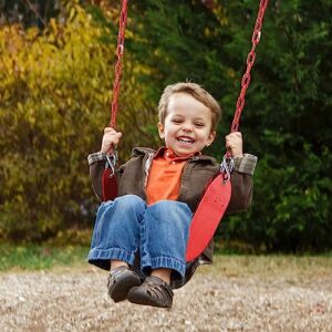 Swing for Outdoor Swing Set - Pack of 1 Swing Seat Replacement Kit with Heavy Duty Chains - Backyard Swingset Playground (red)