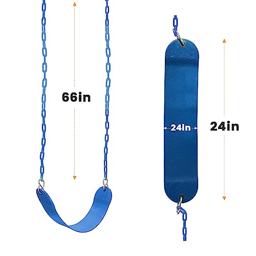 Swing for Outdoor Swing Set - Pack of 1 Swing Seat Replacement Kit with Heavy Duty Chains - Backyard Swingset Playground Accessories (Blue)