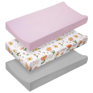 newwiee 3 pcs muslin changing pad cover neutral diaper change table pad covers soft breathable changing table sheets for baby boys girls gift fit 32 x 16 inch contoured pad