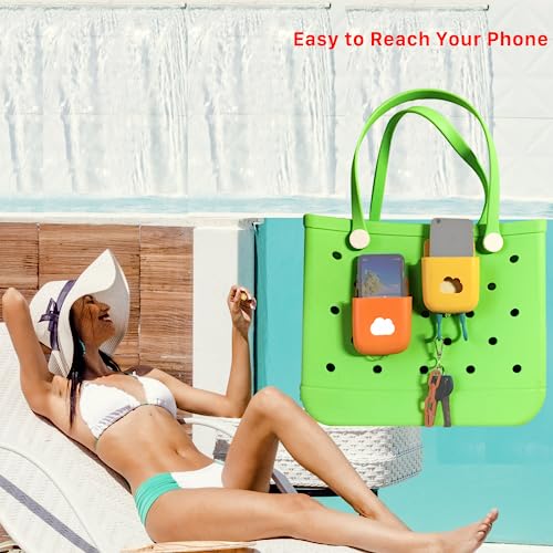 Lopau Phone Case Holder Accessory Compatible with Bogg Bag, Decorative Insert Travel Organizer Kit, Rubber Tote Accessories for Keep Your Phone Lipstip Sunglasses Wallet Keys Easy to Reach(Yellow)