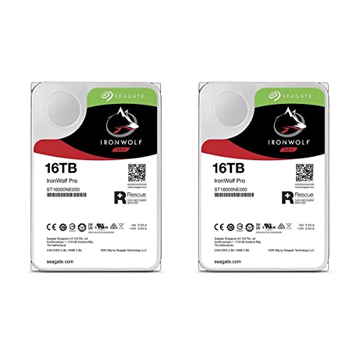 Seagate IronWolf Pro 16TB SATA III 3.5" Internal NAS Hard Drive, 7200 RPM, Pair