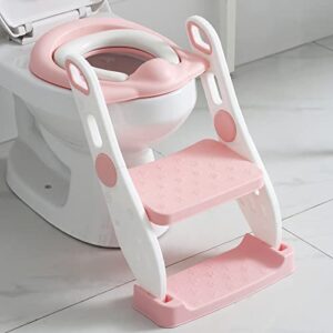 toddlers potty training toilet girls, kids potty chair step stool, potty seat toilet step stool ladder fedicelly (pink)