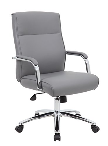Boss Office Products Chairs Executive Seating, Grey & Be Well Medical Spa Professional Adjustable Drafting Stool with Back, Grey