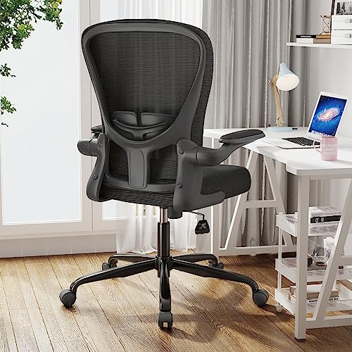 FFIJJ Office Chair,Ergonomic Office Chair,Breathable Mesh Desk Chair, Lumbar Support Computer Chair with Flip-up Armrests, Executive Rolling Swivel Task Chair,Home Office Desk Chair (Black)