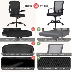 FFIJJ Office Chair,Ergonomic Office Chair,Breathable Mesh Desk Chair, Lumbar Support Computer Chair with Flip-up Armrests, Executive Rolling Swivel Task Chair,Home Office Desk Chair (Black)