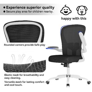 FFIJJ Office Chair,Ergonomic Office Chair,Breathable Mesh Desk Chair, Lumbar Support Computer Chair with Flip-up Armrests, Executive Rolling Swivel Task Chair,Home Office Desk Chair (White)