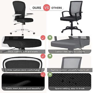 FFIJJ Office Chair,Ergonomic Office Chair,Breathable Mesh Desk Chair, Lumbar Support Computer Chair with Flip-up Armrests, Executive Rolling Swivel Task Chair,Home Office Desk Chair (White)