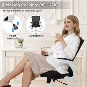 FFIJJ Office Chair,Ergonomic Office Chair,Breathable Mesh Desk Chair, Lumbar Support Computer Chair with Flip-up Armrests, Executive Rolling Swivel Task Chair,Home Office Desk Chair (White)