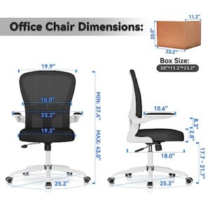 FFIJJ Office Chair,Ergonomic Office Chair,Breathable Mesh Desk Chair, Lumbar Support Computer Chair with Flip-up Armrests, Executive Rolling Swivel Task Chair,Home Office Desk Chair (White)