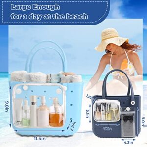 Matalde 3Pack Clear Inner Bags for Rubber Beach Tote Bag - Zippered Travel Organizer Storage with Holes - Women's Essential for Beach, Travel, and Vacation