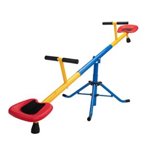kids seesaw teeter totter, 2-person heavy duty playground equipment for backyard 360 degrees rotation toddlers metal with stopper pole, outdoor kindergarten activity facility for playground backyard