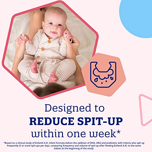 Enfamil A.R. Infant Formula,Clinically Proven to Reduce Reflux & Spit-Up in 1 Week, DHA for Brain Development, Probiotics to Support Digestive & Immune Health, Reusable Powder Tub,19.5 Oz(Pack of 4)