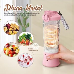 Portable Blender, Personal Blender for Shakes and Smoothies, 20 Oz Mini Smoothies Blender to Go, USB Rechargeable Blender Cup with Travel Lid for Home, Office