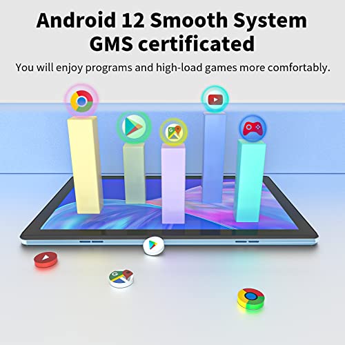 TUOHAITIME Tablet 10.1 inch Android 12 Tablet 2023 Newest 6GB+128GB Storage Octa-Core Processor, Dual Camera, Fastest WiFi 6, Bluetooth, 512GB Expand Support, IPS Full HD Display (Blue)