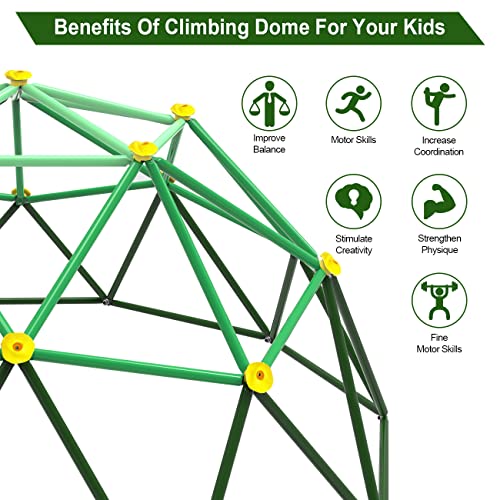 JYGOPLA 10FT Climbing Dome for Kids 3-8, Geometric Dome Climber Play Center with Rust & Uv Resistant, Supporting 800lbs, Kids Jungle Gym Playground Indoor/Outdoor with Much Easier Assembly