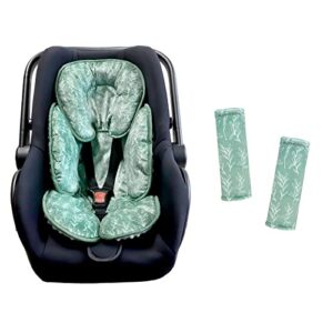 hnhuaming baby car seat strap covers shoulder pads for baby kid, green baby car seat head and body support,2-in-1 reversible carseat insert,soft cushion for stroller, swing, bouncer,green sage