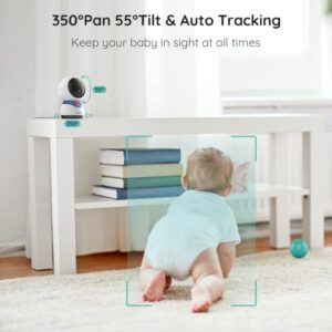 BOIFUN 5" Video Baby Monitor, 1080P Baby Monitor Via App and Screen Control, Record & Playback, Temper & Humidity Sensor, Night Vision, 2-Way Audio, Cry & Motion Detection, with Wall Mount Base