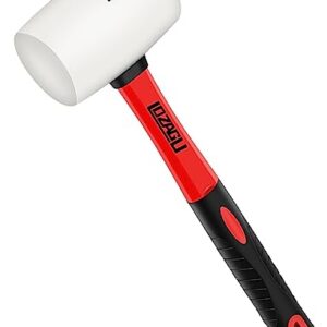 LOZAGU 8 oz Rubber Mallet Hammer, Fiberglass Handle, Rubber Mallet for Flooring, Tent Stakes, Woodworking, Camping, Soft Blow Tasks without Damage