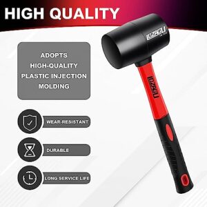 LOZAGU 16 oz Rubber Mallet Hammer, Fiberglass Handle, Rubber Mallet for Flooring, Tent Stakes, Woodworking, Camping, Soft Blow Tasks without Damage