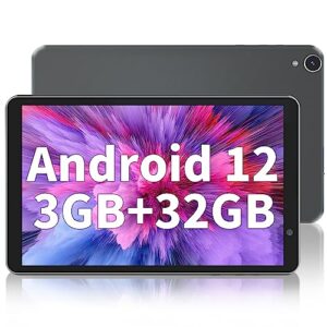 tuohaitime tab a8 tablet, 2023 android 12 tablet 8inch hd lcd screen 3gb+32gb wifi dual camera bluetooth googple play youtube parental control dark gray