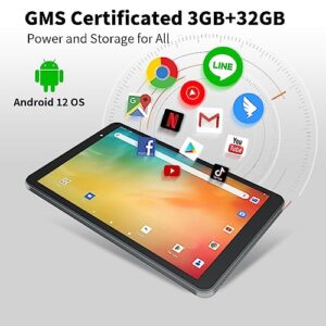 TUOHAITIME Tab A8 Tablet, 2023 Android 12 Tablet 8inch HD LCD Screen 3GB+32GB WiFi Dual Camera Bluetooth Googple Play YouTube Parental Control Dark Gray