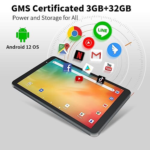 TUOHAITIME Tab A8 Tablet, 2023 Android 12 Tablet 8inch HD LCD Screen 3GB+32GB WiFi Dual Camera Bluetooth Googple Play YouTube Parental Control Dark Gray