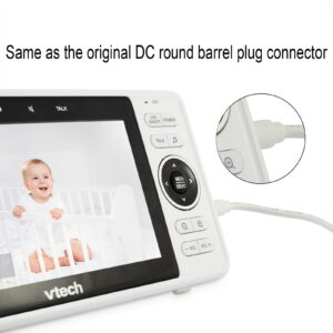 Power Cord for VTech VM901 VM919HD VM919-2HD VM819 VM819-2 PU Baby Monitor Handheld Screen Parent Unit (Not for Baby Unit Cam) Replacement 5V White Charger UL Aadpter with 5ft Cable - LEFXMOPHY