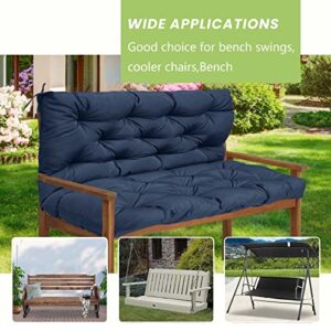 lsxlkha Outdoor Swing Cushions 3 Seater Waterproof, Swing Cushion Replacement Porch Swing Cushions with Backrest Bench Cushion for Patio Loveseat Pad Outdoor Furniture (Dark Blue 60x40in)