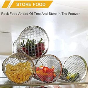 2 Pack Rolling Grilling Basket,Stainless Steel BBQ Rolling Grilling Baskets for Outdoor Grilling for Vegetables, Fish and French Fries Portable Round Grilling Basket