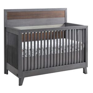 soho baby 48011570 cascade premium 4-in-1 convertible crib, flat-top headboard, wire brush multi-tone gray finish, greenguard gold certified