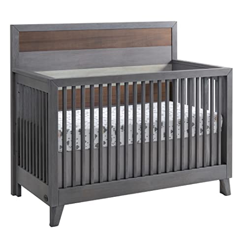 Soho Baby 48011570 Cascade Premium 4-in-1 Convertible Crib, Flat-Top Headboard, Wire Brush Multi-Tone Gray Finish, GreenGuard Gold Certified