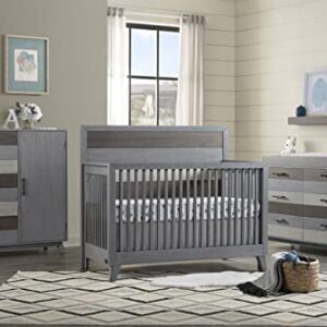 Soho Baby 48011570 Cascade Premium 4-in-1 Convertible Crib, Flat-Top Headboard, Wire Brush Multi-Tone Gray Finish, GreenGuard Gold Certified