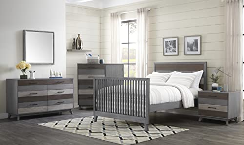 Soho Baby 48011570 Cascade Premium 4-in-1 Convertible Crib, Flat-Top Headboard, Wire Brush Multi-Tone Gray Finish, GreenGuard Gold Certified