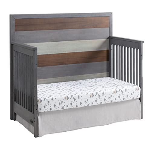 Soho Baby 48011570 Cascade Premium 4-in-1 Convertible Crib, Flat-Top Headboard, Wire Brush Multi-Tone Gray Finish, GreenGuard Gold Certified