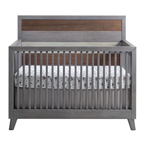 Soho Baby 48011570 Cascade Premium 4-in-1 Convertible Crib, Flat-Top Headboard, Wire Brush Multi-Tone Gray Finish, GreenGuard Gold Certified