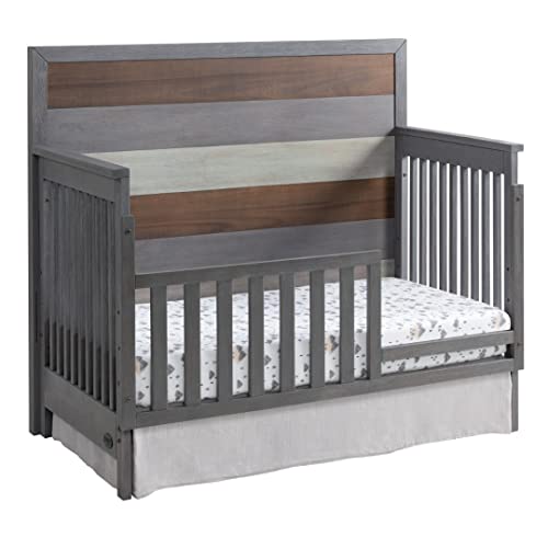 Soho Baby 48011570 Cascade Premium 4-in-1 Convertible Crib, Flat-Top Headboard, Wire Brush Multi-Tone Gray Finish, GreenGuard Gold Certified