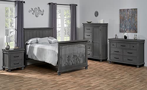 Soho Baby 43011210 Hampton Premium 4-in-1 Convertible Crib, Flat-Top Headboard, Wire Brush Canyon Gray Finish, GreenGuard Gold Certified,