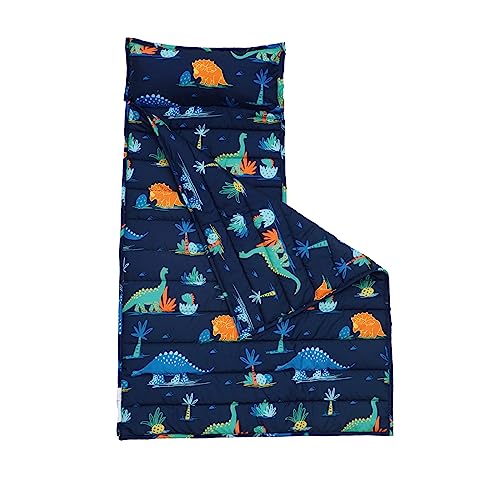 david's kids Toddler Nap Mat Set with Removable Pillow, Ultra Soft Slumber Bags for Boys，Perfect for Preschool, Daycare, Kids Sleeping Bags with Rollup Design, 50"x20", Dinosaur