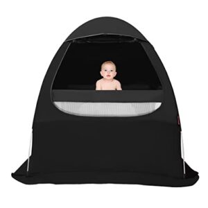 blackout tent for pack n play, yavil portable travel crib blackout canopy cover to block out 97% light for baby sleeping or playing